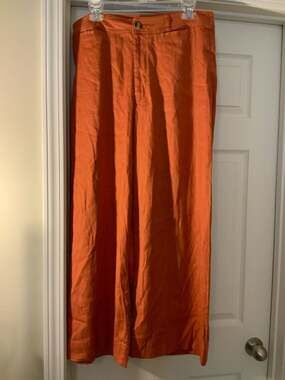 Maeve by Anthropologie Orange Wide Leg Linen Trousers
